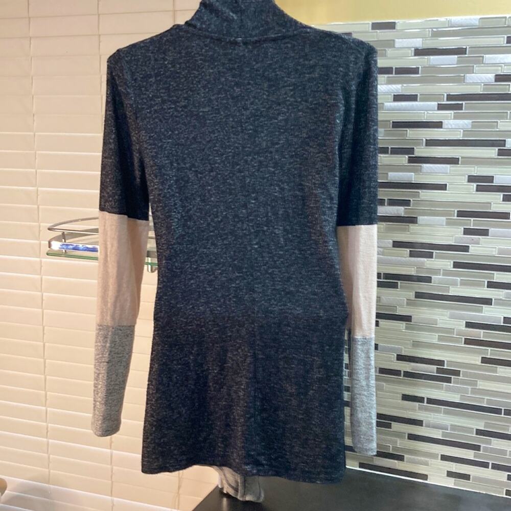 Mix Color Block Open Front Cardigan. Long Sleeve … - image 5